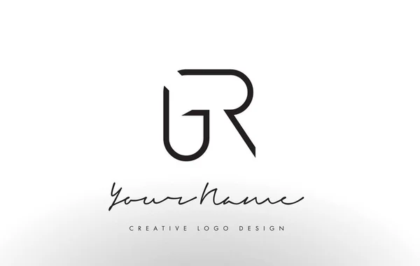 Lettres GR Logo Design Slim. Concept simple et créatif de lettre noire . — Image vectorielle