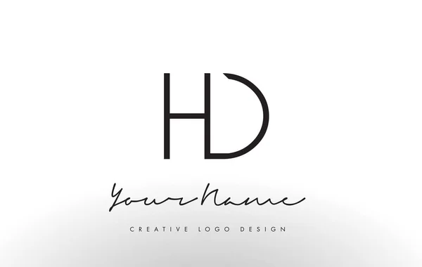 Projektowanie Logo litery HD Slim. Koncepcja kreatywnych list czarna prosta. — Wektor stockowy