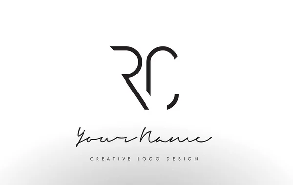 RC bokstäver Logotypdesign Slim. Kreativa enkel svart brev koncept. — Stock vektor