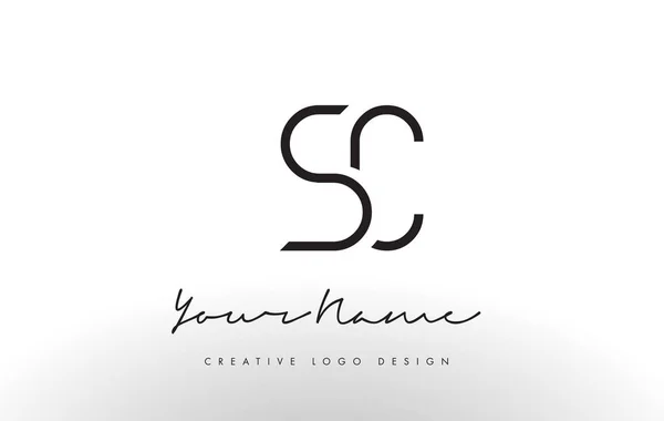 SC Lettres Logo Design Slim. Concept simple et créatif de lettre noire . — Image vectorielle