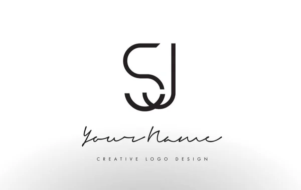 SJ listów Logo Design Slim. Koncepcja kreatywnych list czarna prosta. — Wektor stockowy