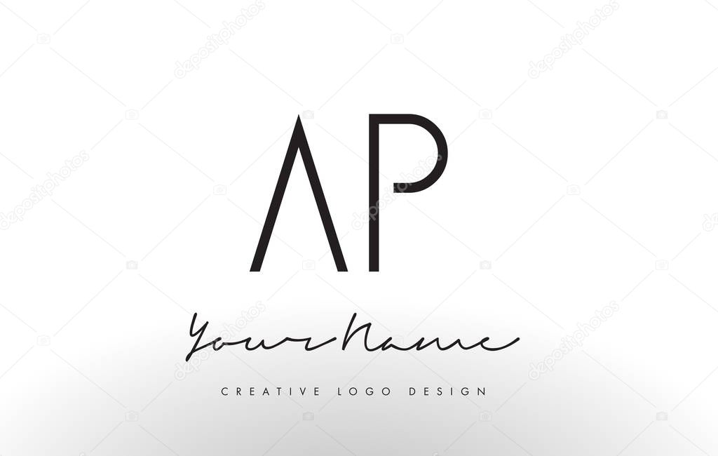 AP Letters Logo Design Slim. Creative Simple Black Letter Concept.