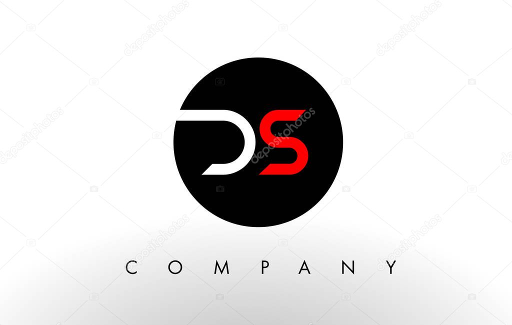 DS Logo.  Letter Design Vector with Red and Black Colors.