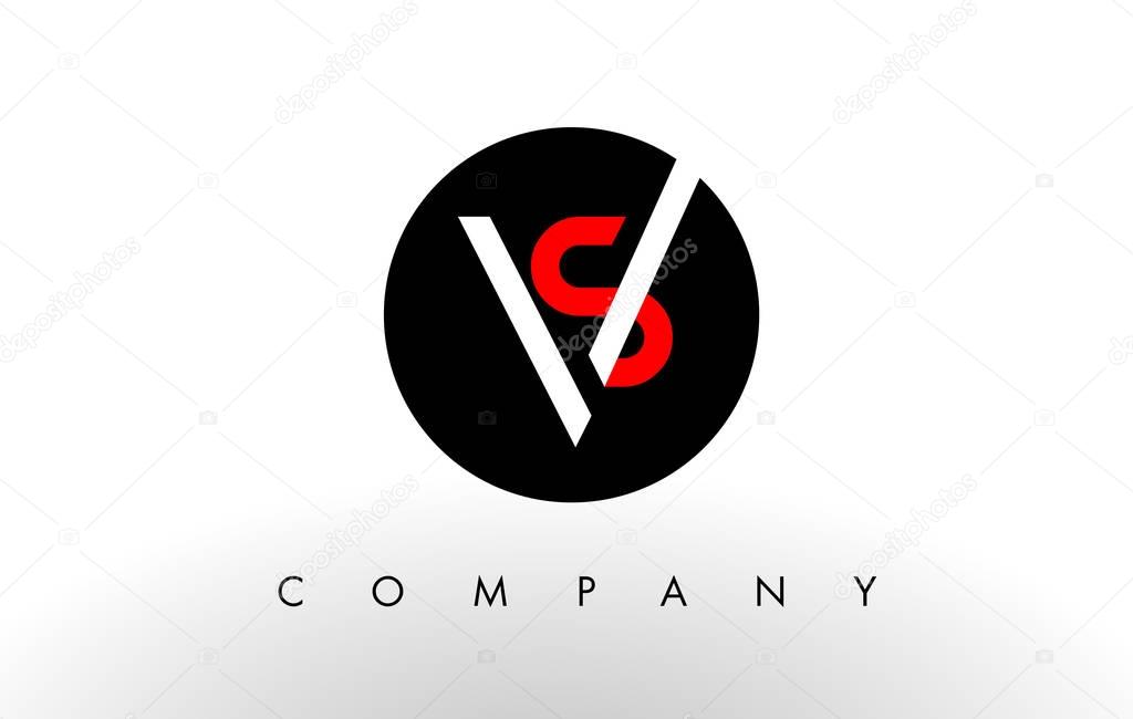 SV Logo.  Letter Design Vector with Red and Black Colors.