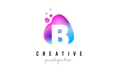 B harfi noktalar Logo Tasarım Oval şekli ile.