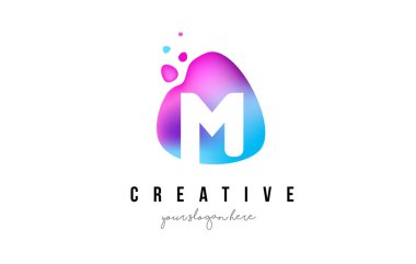 M harfi noktalar Logo Tasarım Oval şekli ile.