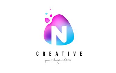 N harfi noktalar Logo Tasarım Oval şekli ile.