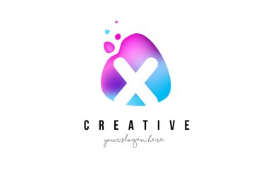 X harfi nokta Oval şekli ile Logo tasarımı.