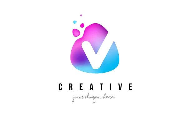 V Letter Dots Logo Design with Oval Shape. — Stock Vector