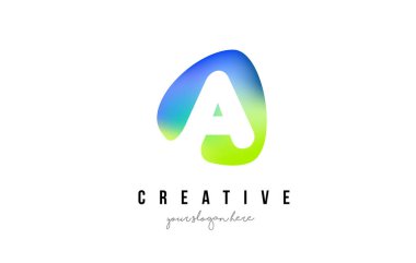 Oval yeşil mavi şeklinde bir mektup Logo tasarımı.