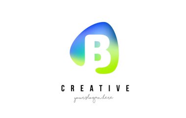 B harfi Logo tasarımı ile Oval yeşil mavi şekil.
