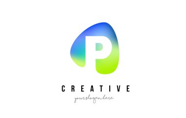 P harfi Logo tasarımı ile Oval yeşil mavi şekil.