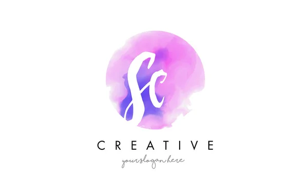 SC aquarel brief Logo ontwerp met paarse penseelstreek. — Stockvector