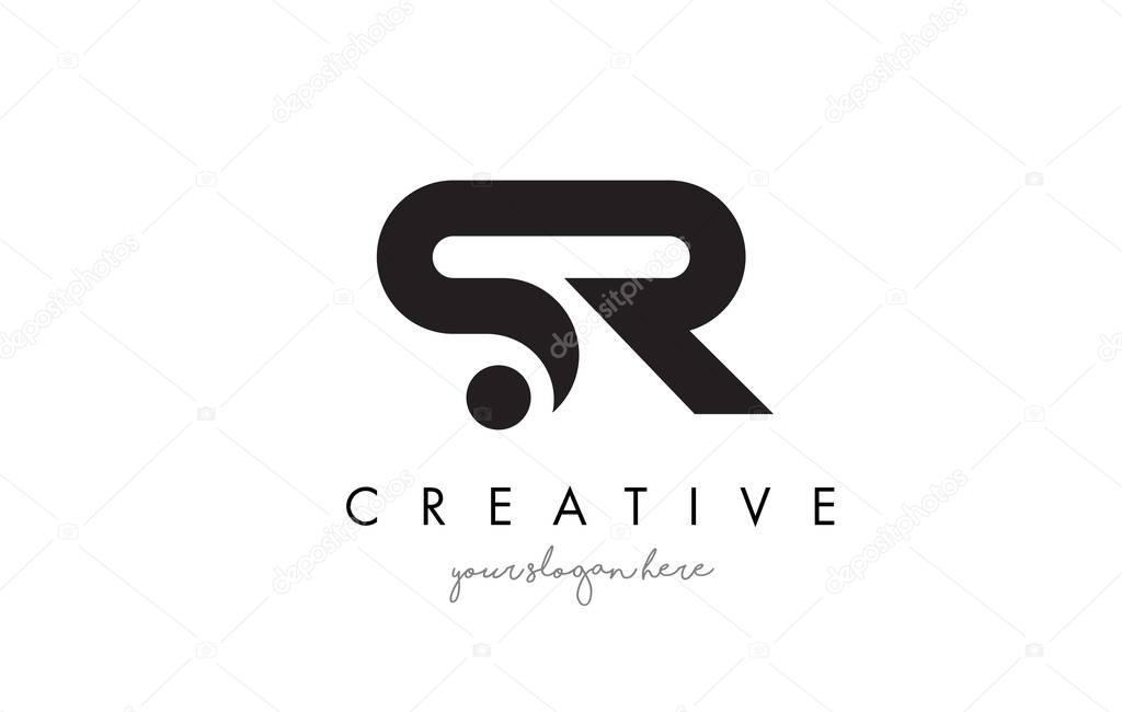 SR Letter Logo Design with Creative Modern Trendy Typography and Black Colors.
