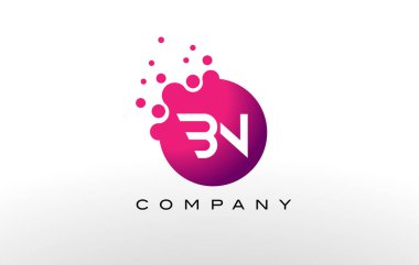 Bn mektup Logo tasarımı yaratıcı Trendy kabarcıkları ile nokta.