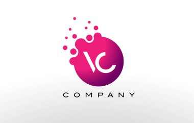 VC mektup Logo tasarımı yaratıcı Trendy kabarcıkları ile nokta.