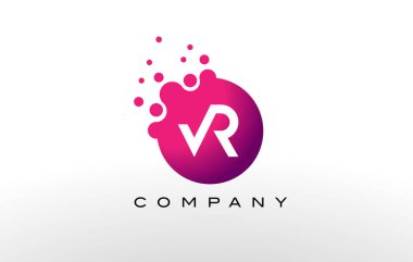 VR Letter Dots Logo Design with Creative Trendy Bubbles and Purple Magenta Colors. clipart svg vector 