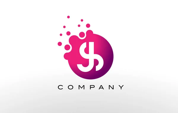 JS γράμμα κουκκίδες λογότυπο του σχεδιασμού με το δημιουργικά μοντέρνο φυσαλίδες. — Διανυσματικό Αρχείο