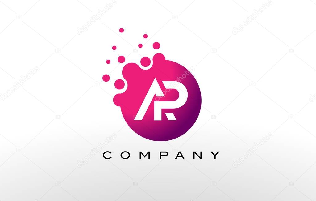 AP Letter Dots Logo Design with Creative Trendy Bubbles and Purple Magenta Colors.