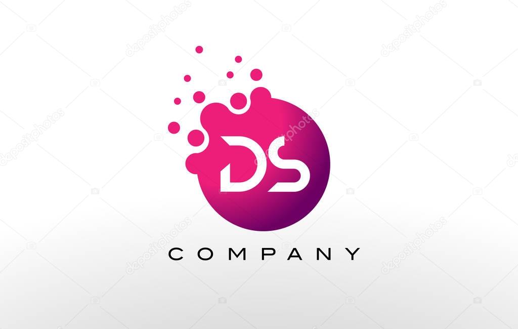 DS Letter Dots Logo Design with Creative Trendy Bubbles and Purple Magenta Colors.