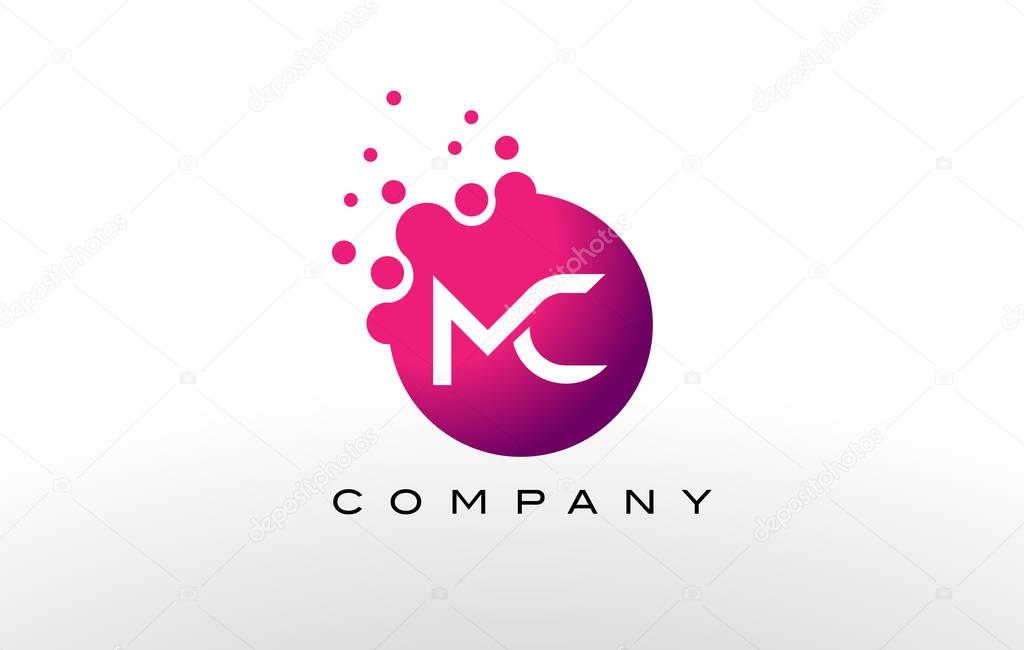 MC Letter Dots Logo Design with Creative Trendy Bubbles and Purple Magenta Colors.