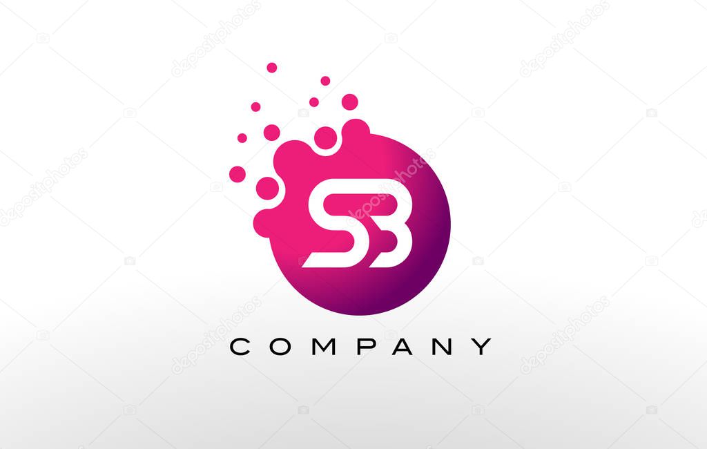 SB Letter Dots Logo Design with Creative Trendy Bubbles and Purple Magenta Colors.