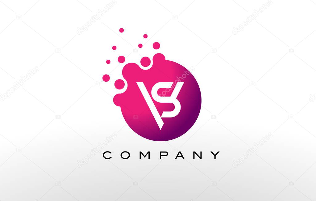 SV Letter Dots Logo Design with Creative Trendy Bubbles and Purple Magenta Colors.