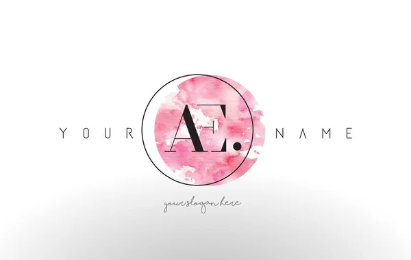 Conception de logo lettre AE avec trait de pinceau circulaire aquarelle . — Image vectorielle