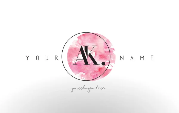 AK Letter Logo Design with Watercolor Circular Brush Stroke. - Stok Vektor