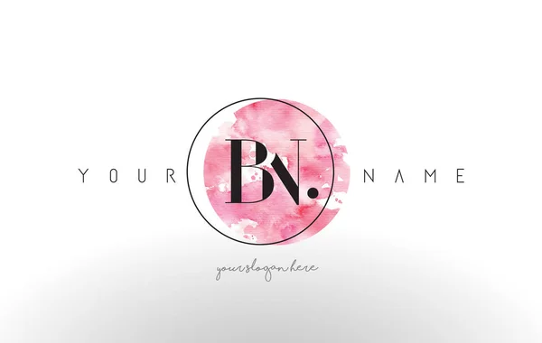 BN Letter Logo Design with Watercolor Circular Brush Stroke. — Stock Vector