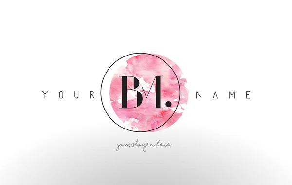 BM Lettre Logo Design avec Aquarelle Circulaire Pinceau AVC . — Image vectorielle