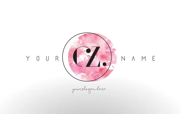 Logo lettera CZ Design con pennellata circolare ad acquerello . — Vettoriale Stock