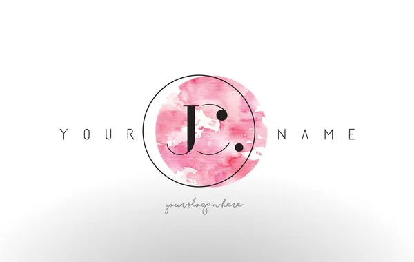 JC Letter Logo Design with Watercolor Circular Brush Stroke. — Stock Vector