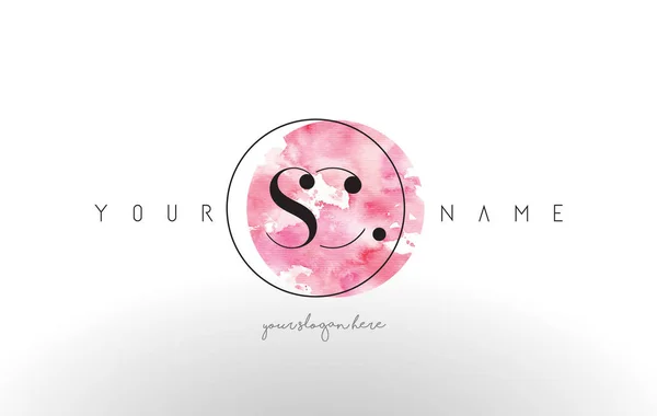 SC Carta Logo Design com Watercolor Circular Brush Stroke . — Vetor de Stock