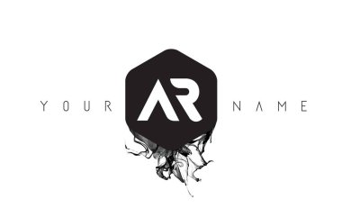 AR mektup Logo tasarımı siyah mürekkep Spill ile