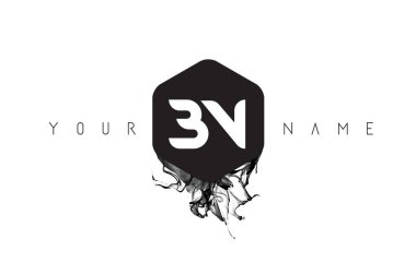 Bn mektup Logo tasarımı siyah mürekkep Spill ile