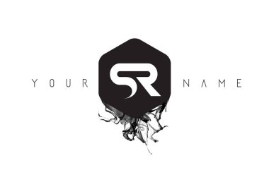Siyah mürekkep Spill ile SR mektup Logo Tasarım