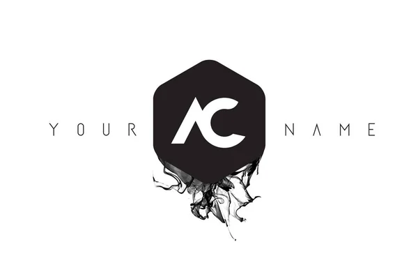 Logo lettera AC Design con fuoriuscita inchiostro nero — Vettoriale Stock