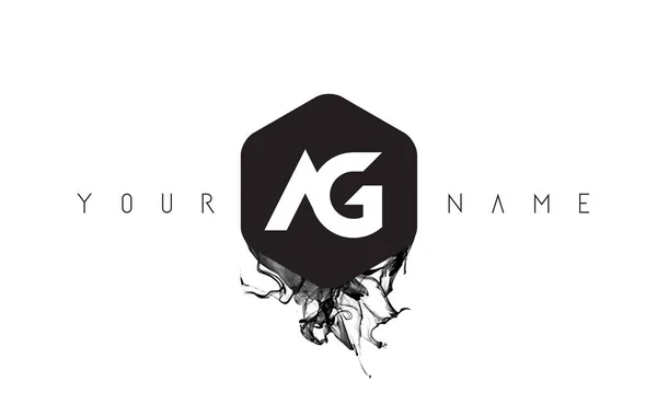 AG Letter Logo Design avec déversement d'encre noire — Image vectorielle