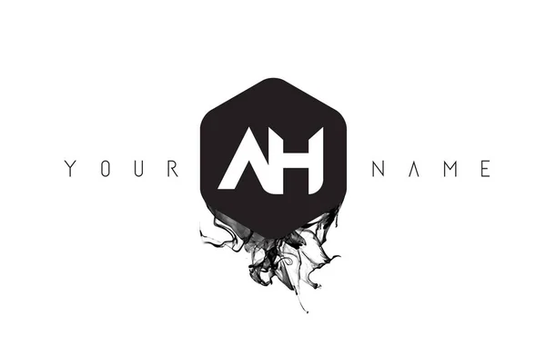 Дизайн логотипа AH с чернилами — стоковый вектор