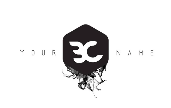 BC Letter Logo Design avec déversement d'encre noire — Image vectorielle