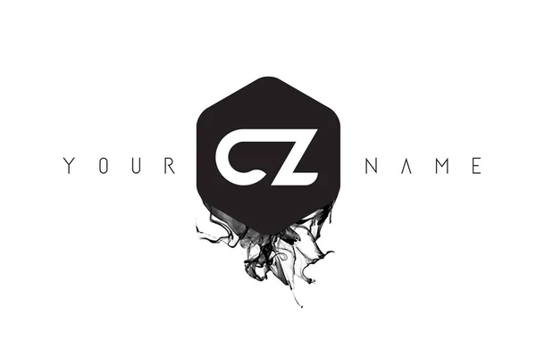 Design de logo de lettre de CZ avec déversement d'encre noire — Image vectorielle
