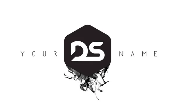 Design del logo della lettera DS con fuoriuscita di inchiostro nero — Vettoriale Stock