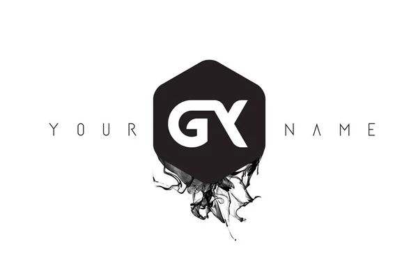 Conception de logo de lettre GX avec le déversement d'encre noire — Image vectorielle