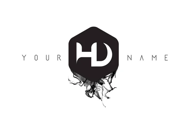 Projektowanie Logo HD list z czarnego atramentu wycieku — Wektor stockowy