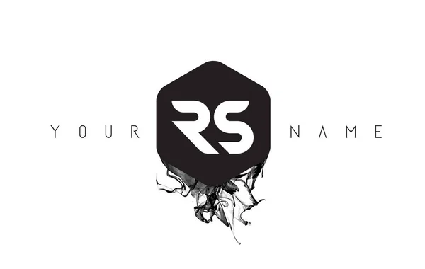 Modèle de logo de lettre RS avec déversement d'encre noire — Image vectorielle