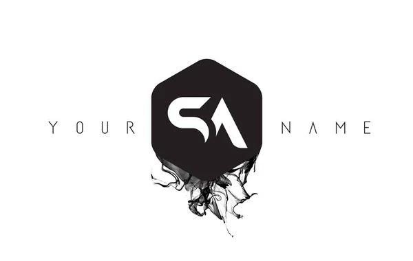 SA Carta Logo Design com derramamento de tinta preta — Vetor de Stock