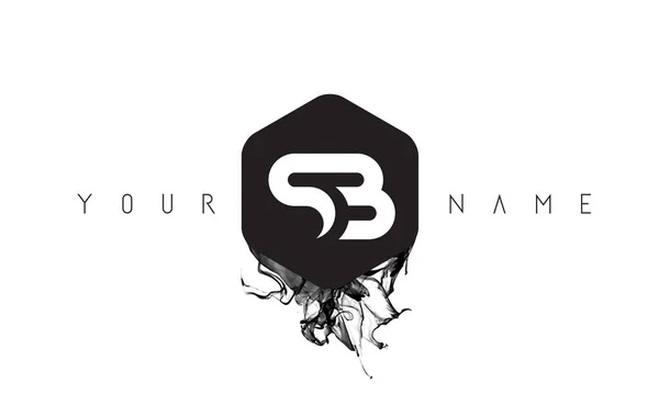 SB Letter Logo Design avec déversement d'encre noire — Image vectorielle