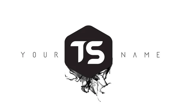 Conception de logo de lettre TS avec le déversement d'encre noire — Image vectorielle