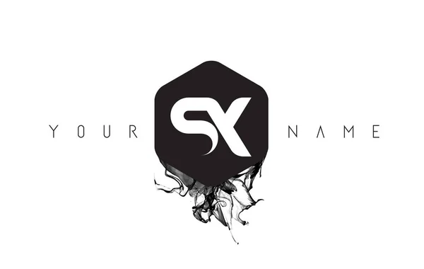 Conception de logo de lettre SX avec le déversement d'encre noire — Image vectorielle